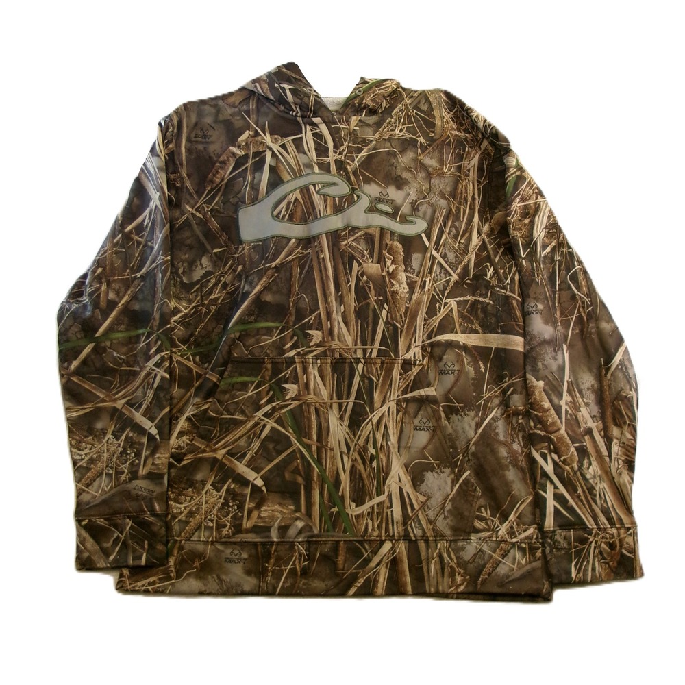 Drake Mens Small Hoodie Camo Realtree Max-7 Performance Fleece DW2270